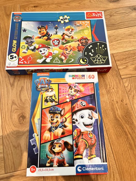 Puzzle psi patrol. 60 elementowe i 100 elementowe świecą