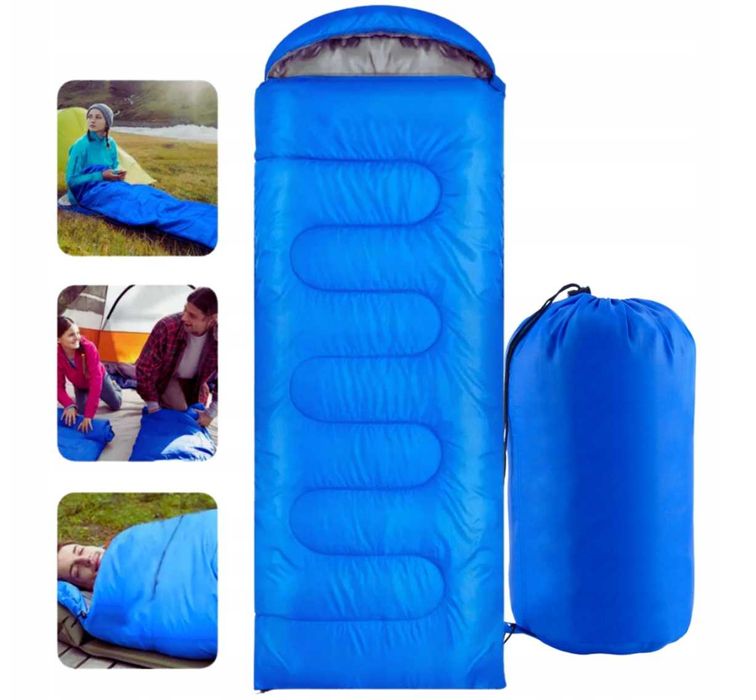 ŚPIWÓR KOŁDRA turystyczny mumia duży ciepły z kapturem lekki 210x75