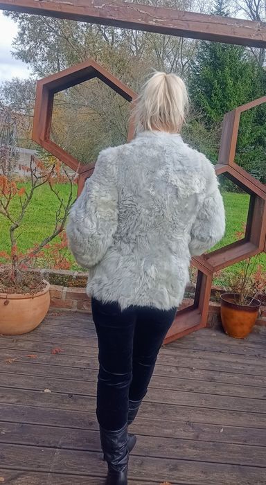 Kożuch naturalny kożuszek prawdziwy vintage SWAG