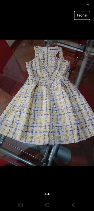 Vestido dourado e azul,com brilhos,novo