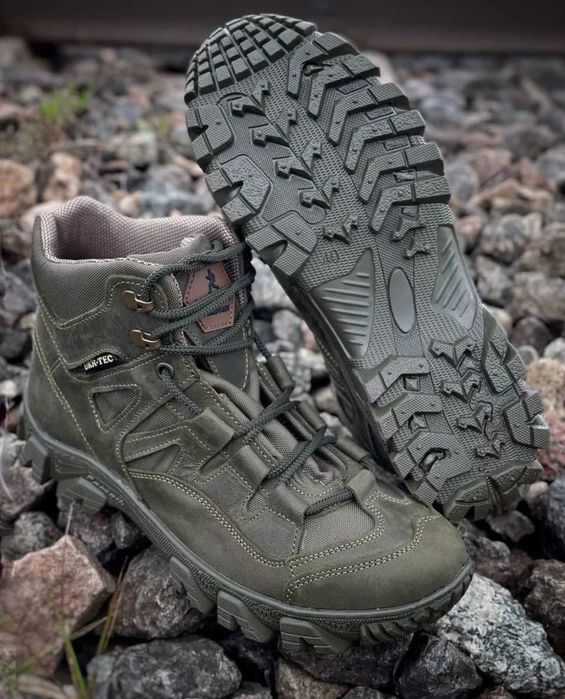 Армейские демисезонные ботинки кожаные олива военные берцы тактические