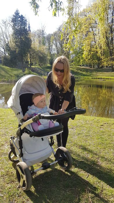 PROMOCJA! Wózek Junama biały eco skóra full wypos. NOWY 3w1 + GRATISY