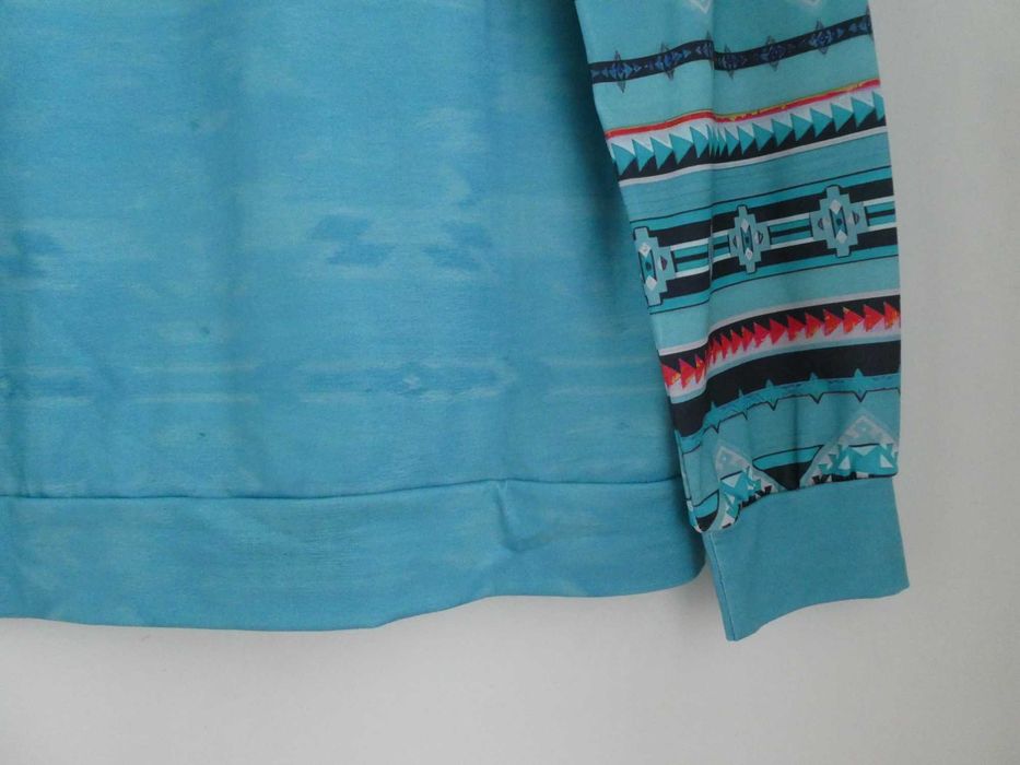 Camisola Azul Turquesa | Estampado Étnico | Manga Comprida