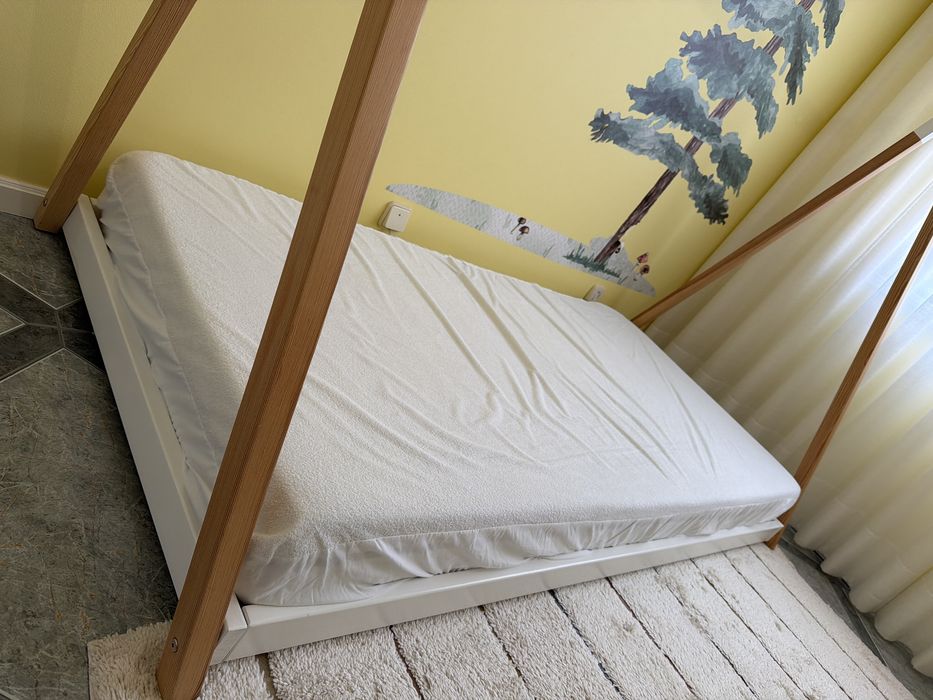 Cama tipi Mon Lit Cabane 90x190 cm com colchão