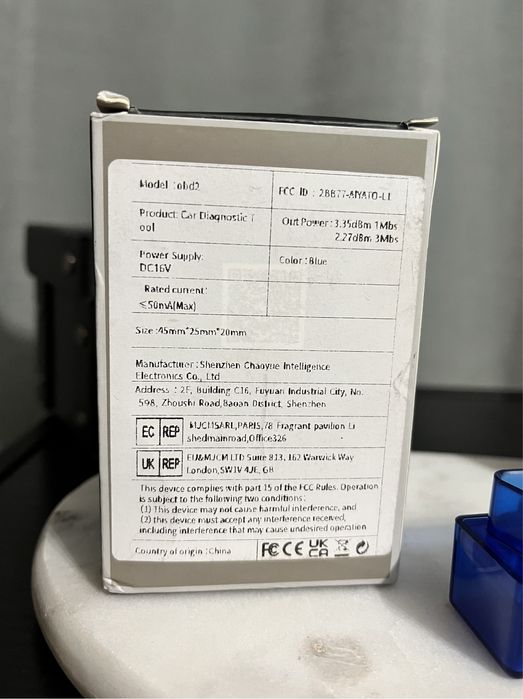 Interfejs diagnostyczny ELM 327 OBD2 bluetooth kostka obd II scaner