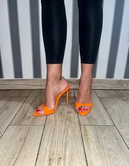 57/ ODRĘKI 40 Lato wakacje mega sexy klapki pomarańczowe 12 cm obcasy