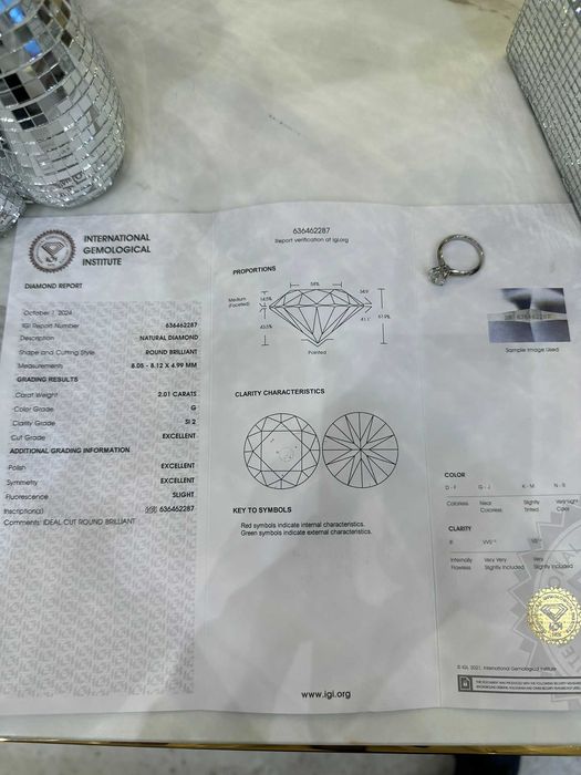 Pierścionek z diamentem naturalnym 2.01 Ct SI2/G IGI