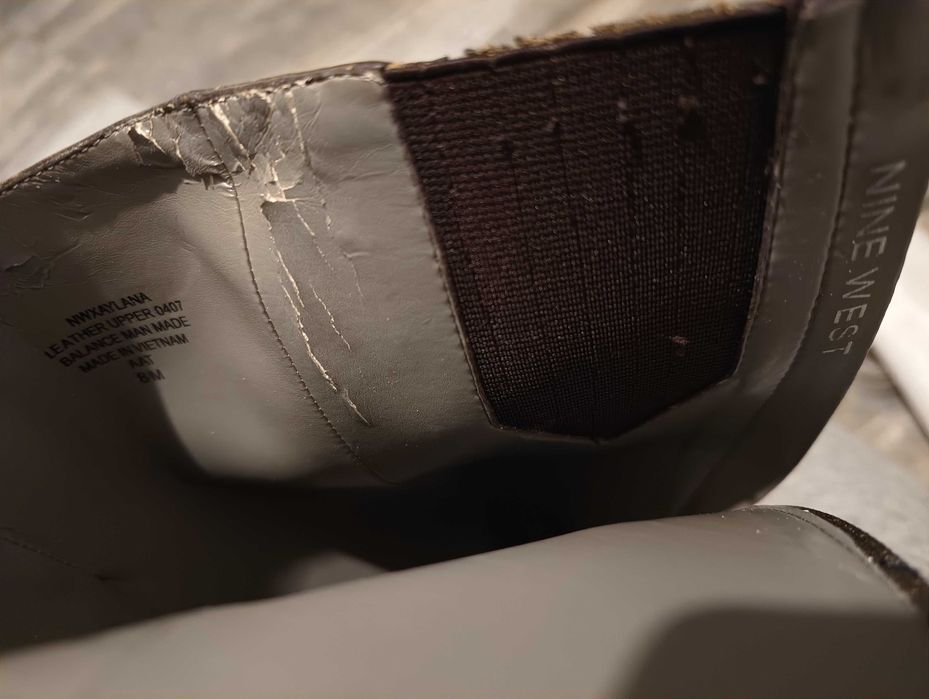 Brązowe skórzane kozaki na obcasie Nine West rozm.39