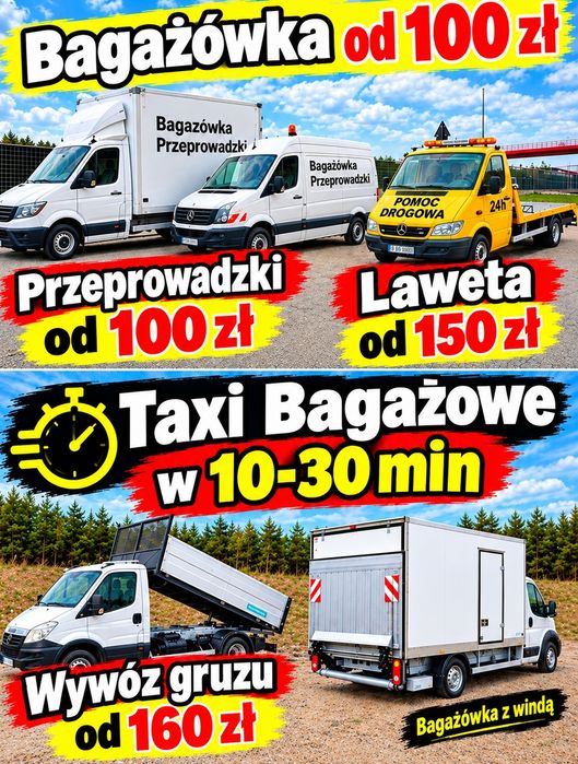 7/24 TANIO Bagazowka,Taxi Bagażowe winda,Przeprowadzki,Laweta,Auto Laweta,Pomoc Drogowa,Wywrotka,Wywóz gruzu mebli,Transport
