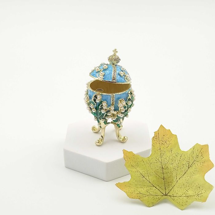 Jajko jajo faberge pojemniki szkatułka niebieskie styl wiktoriański