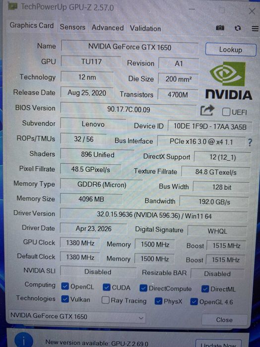 Игровой ноутбук Lenovo IdeaPad Gaming 15IHU6 i5-11320H/16 Gb DDR4/GTX 1650 4 Gb DDR6/512 NVME Samsung/15.6" IPS 120 GHz