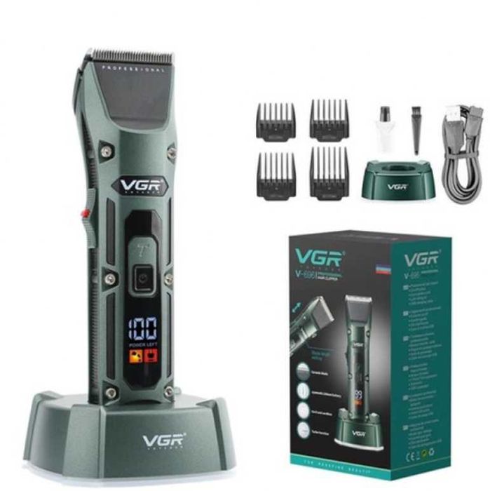 Акумуляторна машинка для стрижки VGR V-696, Professional, 4 насадки