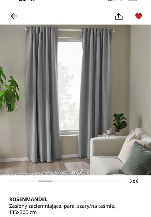 Zasłony  zaciemniejace Ikea Rosemandel  2 sztuki