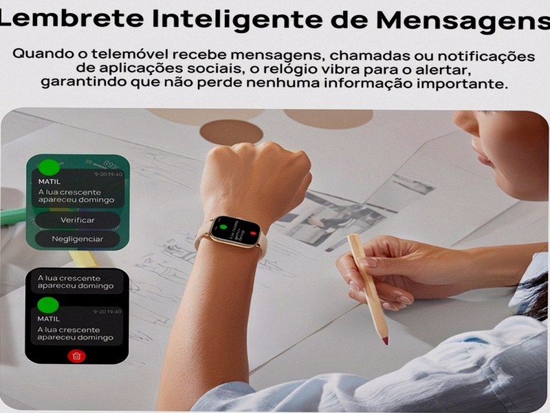 Smartwatch 1.83" — Chamadas sem Fios, 100+ Modos Desporto, Homem e Mulher