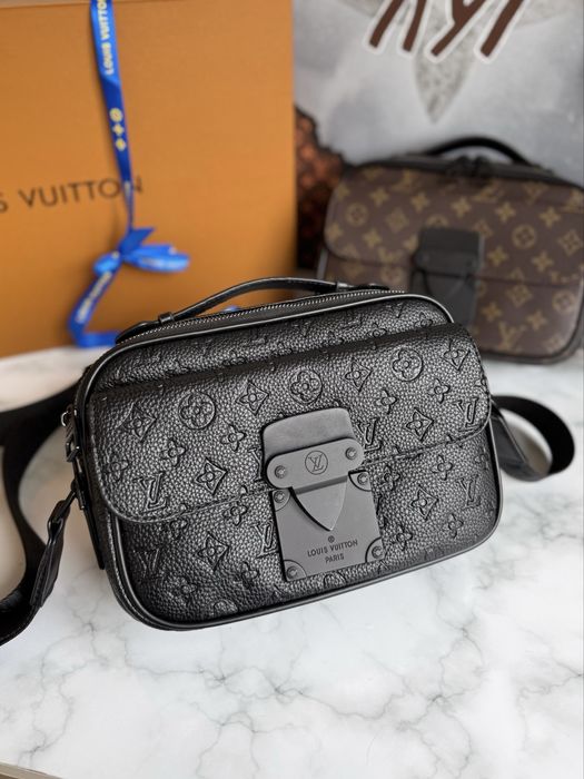 Сумка чоловіча жіноча Louis Vuitton S Lock messenger чорна коричнева