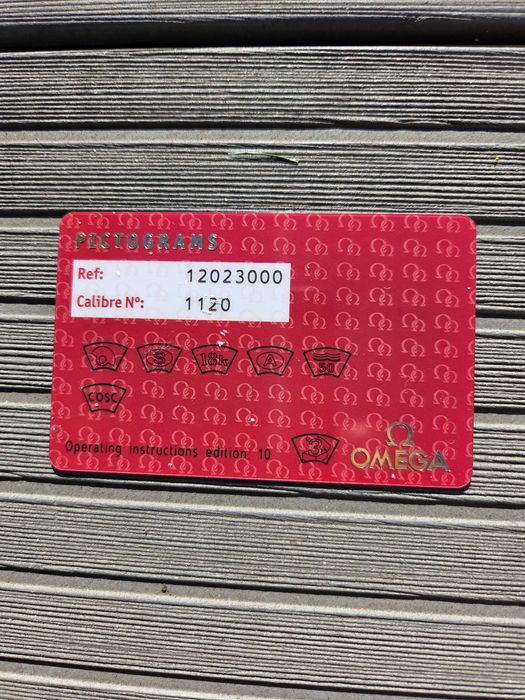 Omega - oryginalna karta Pictogram do zegarka Referencja 120230