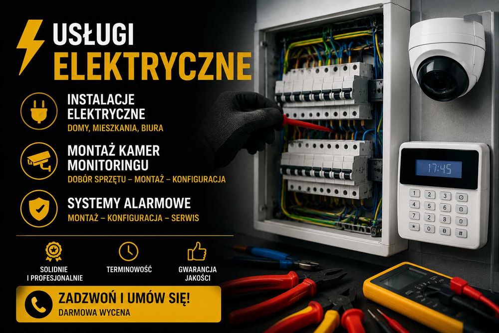 Elektryk – Instalacje elektryczne i teletechniczne | Kamery | Alarmy | Smart Home