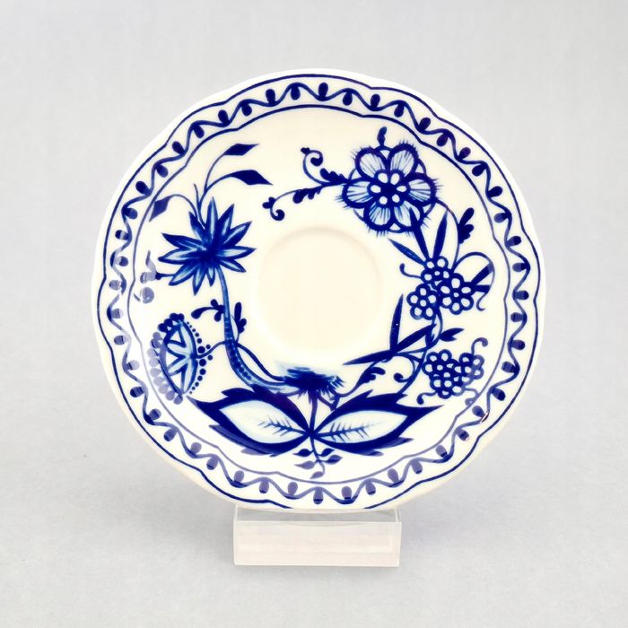 piękny spodek talerzyk porcelanowy wzór cebulowy kobalt triptis