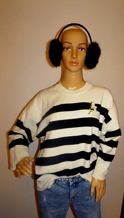 Sweterek oversize KAFFE skandynawski L 40 paski wiosna wiskoza