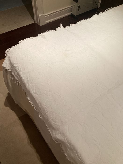 Colcha algodão branca com franjas