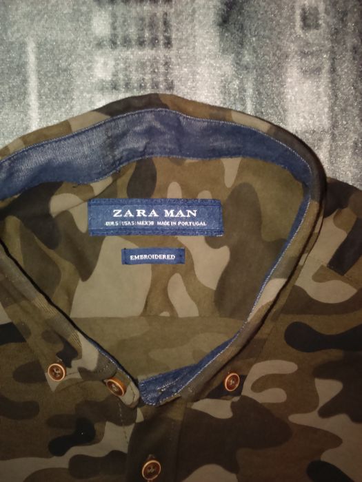 Koszula z krótkim rękawem moro Zara wyszywany smok ze smokiem S