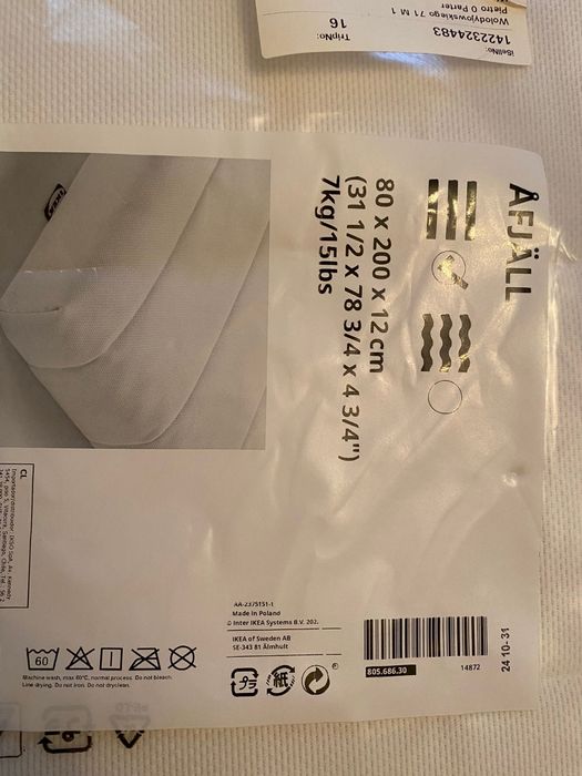 materac Afjall Ikea twardy piankowy 80x200