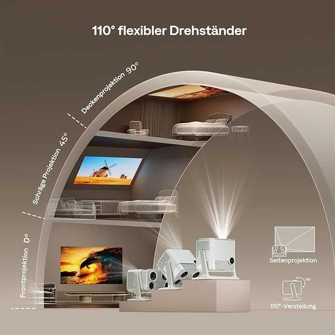 inteligentny projektor Aurzen Boom Mini 4 w 1   z Google TV, 4K