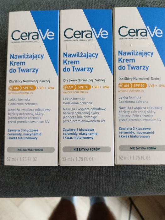 Cerave 3 sztuki kremów nawilżających do twarzy