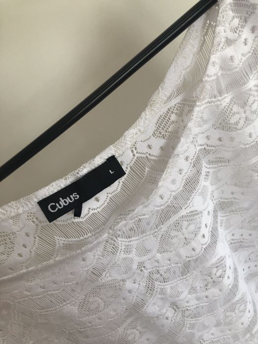 Ażurowa boho koszulka bluzka biała festiwal koncert L Cubus