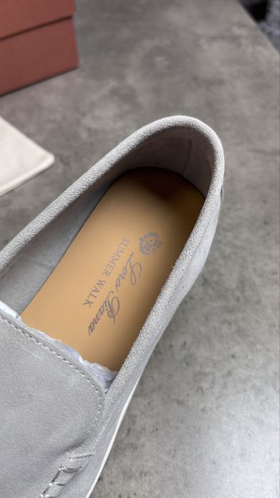 замшеві лофери Loro Piana Walk сірі мужские лоферы светло серые