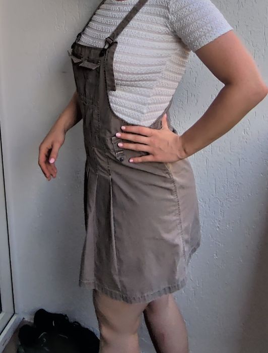 Sukienka spódnica na szelkach kolor ziemi M / 38 pronceska ogrodniczki