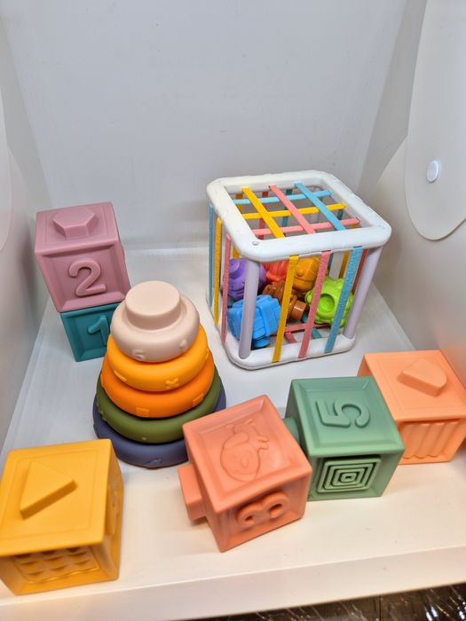 Miękkie zabawki dla dzieci maluszków sensoryczne gumowe klocki