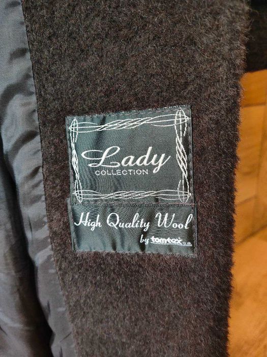 Płaszcz brązowy, rozmiar M, mieszanka wełny alpaka i mohair