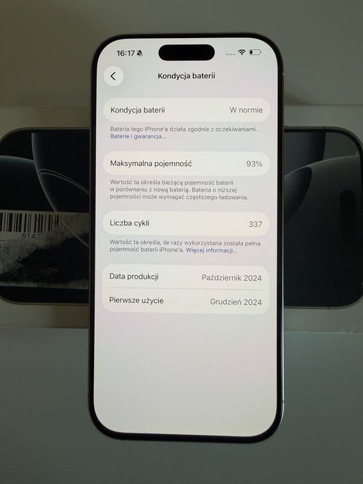 Iphone 16 pro biały 128gb kondycja 93%
