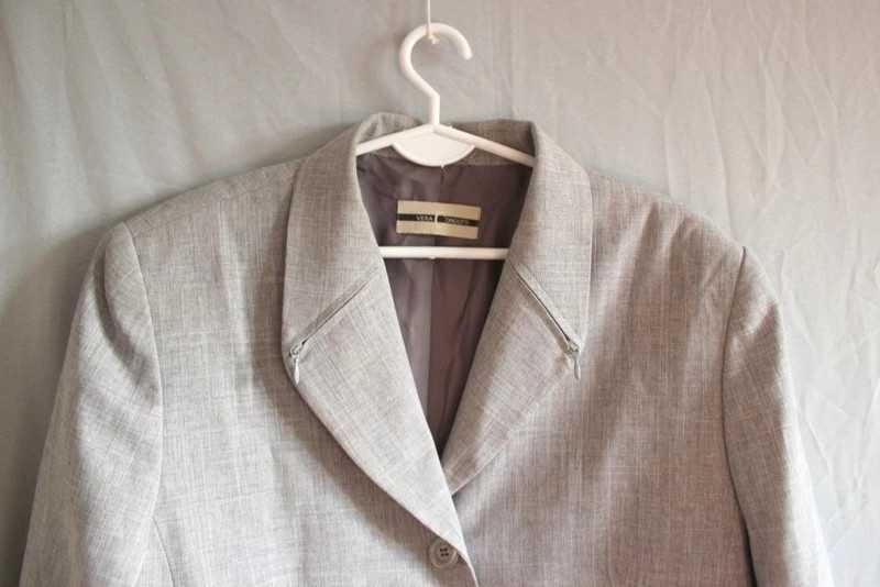 Szara popielata marynarka trzyguzikowa plus size retro vintage