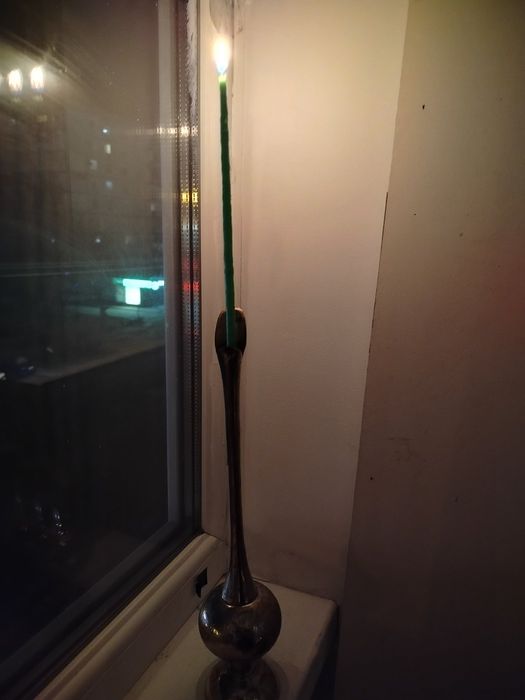 старинный подсвечник латунь в позалоте