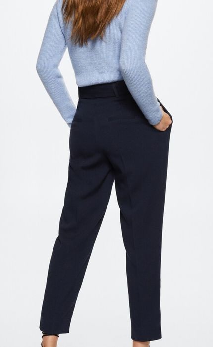Calças elegantes azul marinho Mango