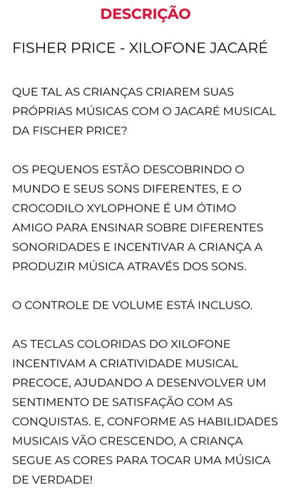 fisher price crocodilo xilofone