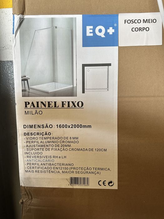 Vidro fixo de base ducha milao