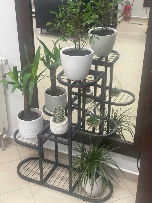 Regał kwietnik ogrodowy / domowy stalowy czarny 5 poziomów