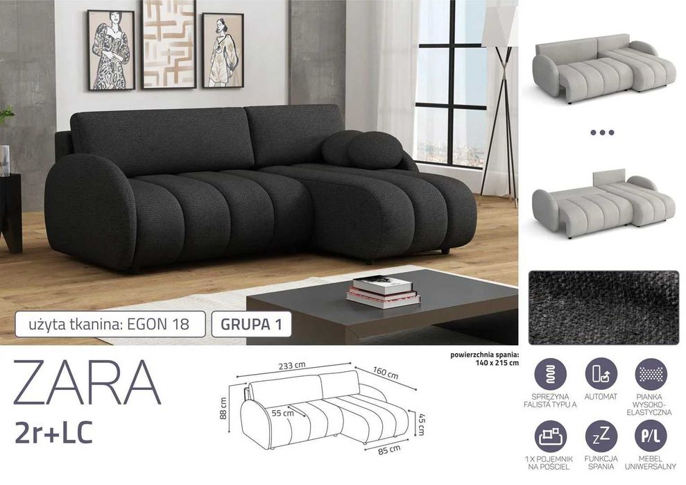 Narożnik z funkcją spania Zara 2rLC Darmowa dostawa