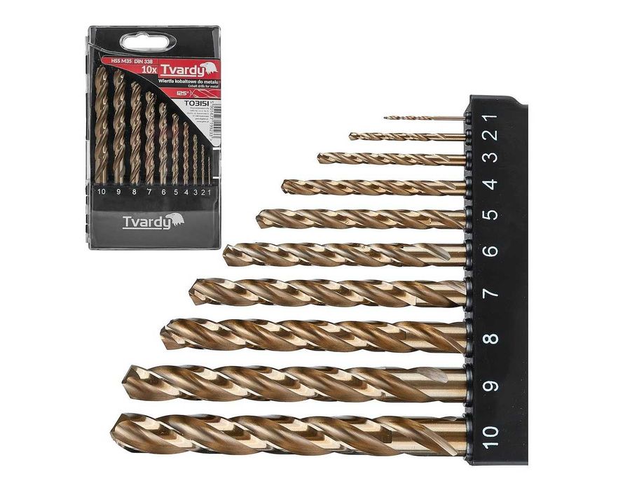 WIERTŁO KOBALTOWE zestaw wierteł 10el. 1-10mm DO METALU HSS CO 2478