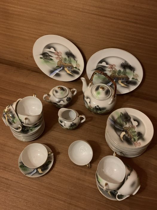 Serviço de chá japonês em porcelana fina 12 pax