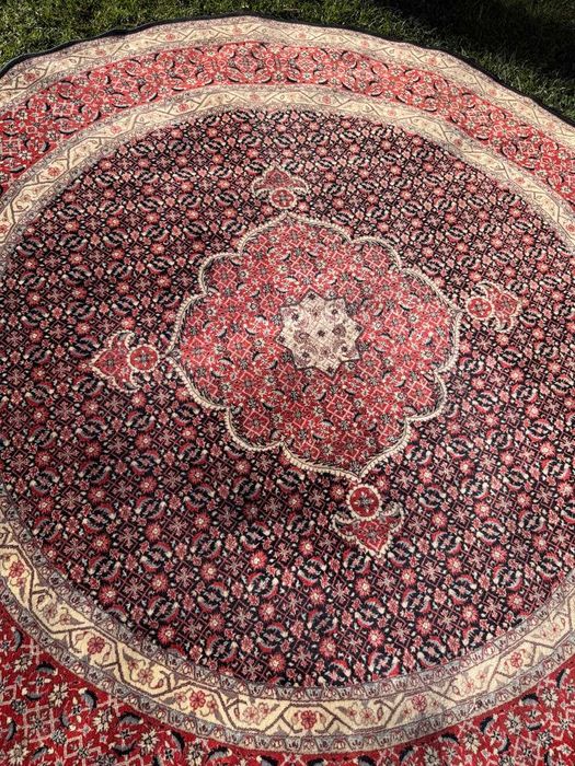 Okrągły Dywan Kaszmirowy + Jedwab Perski Tabriz 185x185 gal.18 tys