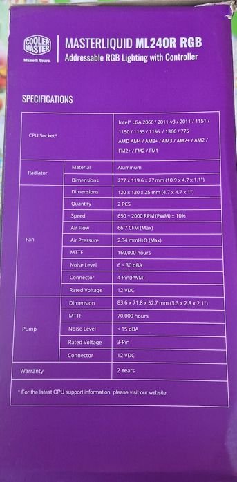 Cooler Master MasterLiquid ML240R RGB 2x120mm