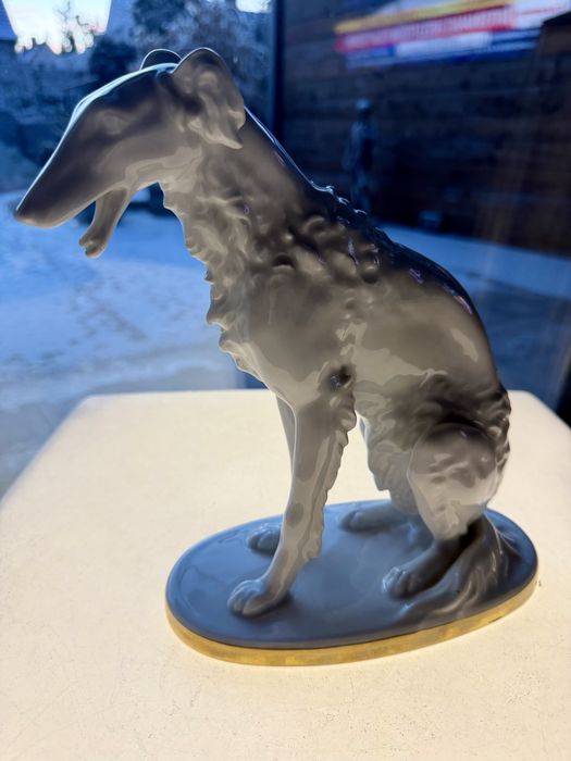Unikatowa Figurka Porcelanowa Chart Borzoj Volkstedt Kunst 1920-30 Top