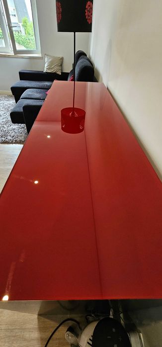 Móveis de Sala Nogueira Preta c/ Vidro Vermelho – Venda Separada