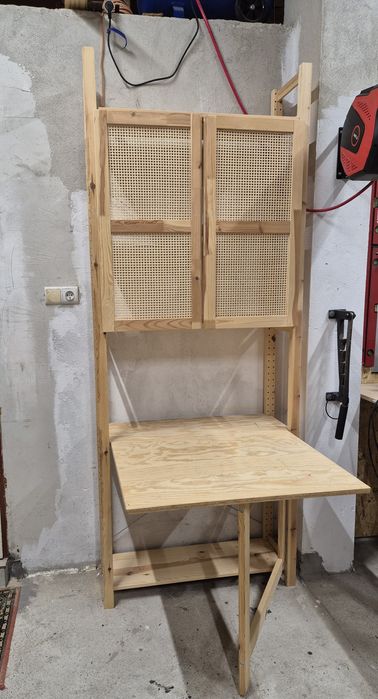 Szafa regał z biurkiem drewniana sosnowa Ikea IVAR