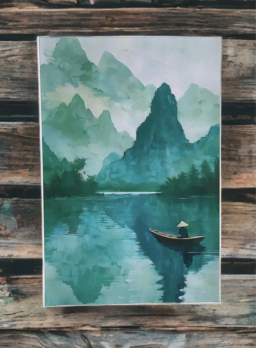 Obrazek na płótnie HD/Watercolor Natural, Mountain&Lake (40x60)