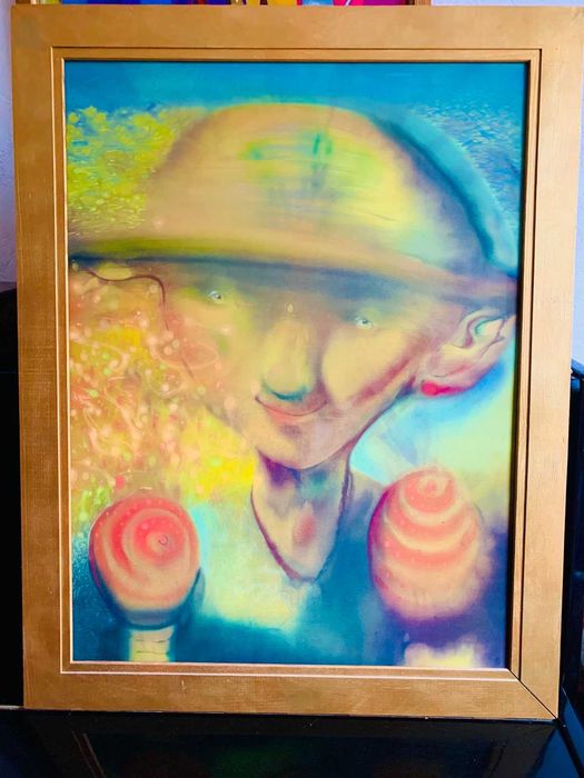 Анна Атоян. Хлопчик, що грає на маракасах. Шовк.